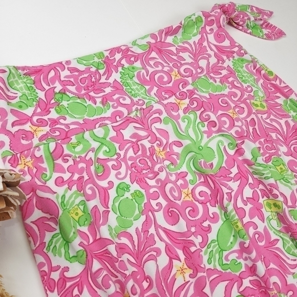 Lilly Pulitzer Pink Green Crabby Octopus Vicose Blend Stretchy Skirt Sz … - Picture 11 of 14